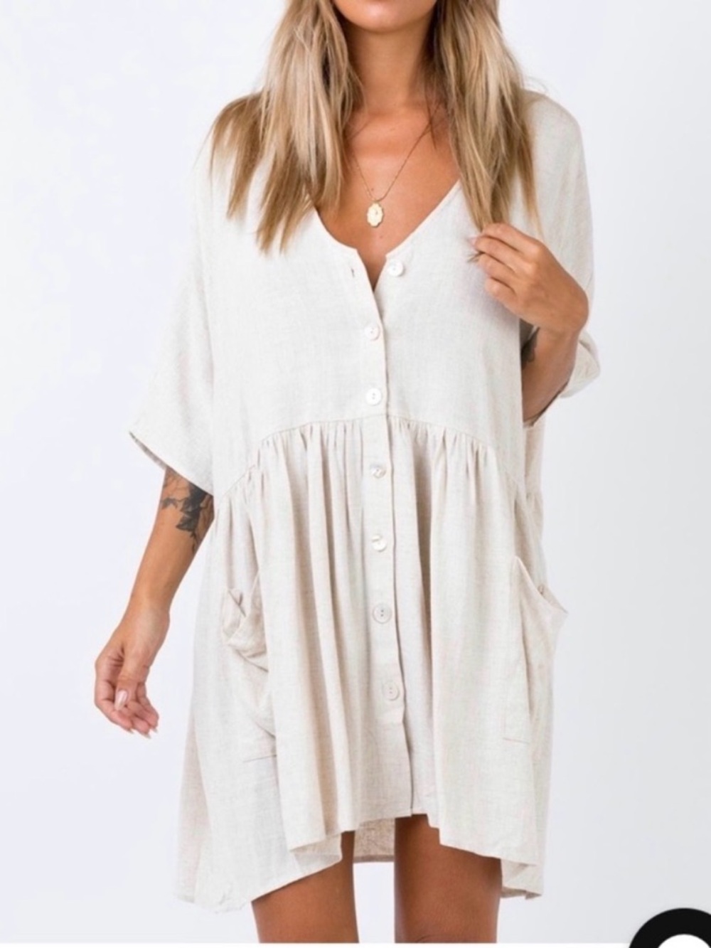 Princess Polly Beige Cream Oversized Shirtdress Boho